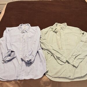 Men’s J. Crew Blue and Green Striped Shirts